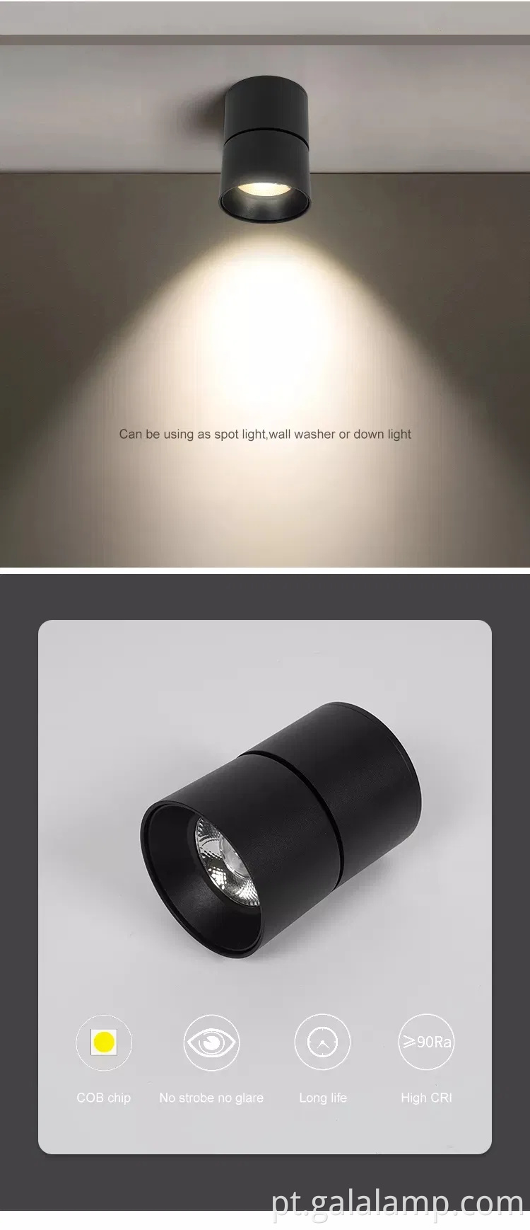 Luz de trilha dobrável montada na superfície moderna para espaços de varejo